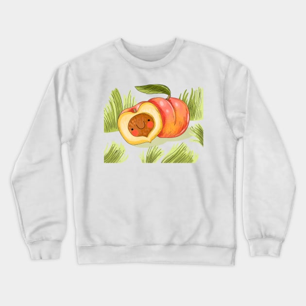 Peach Cartoon Hand Drawn Crewneck Sweatshirt by Mako Design 